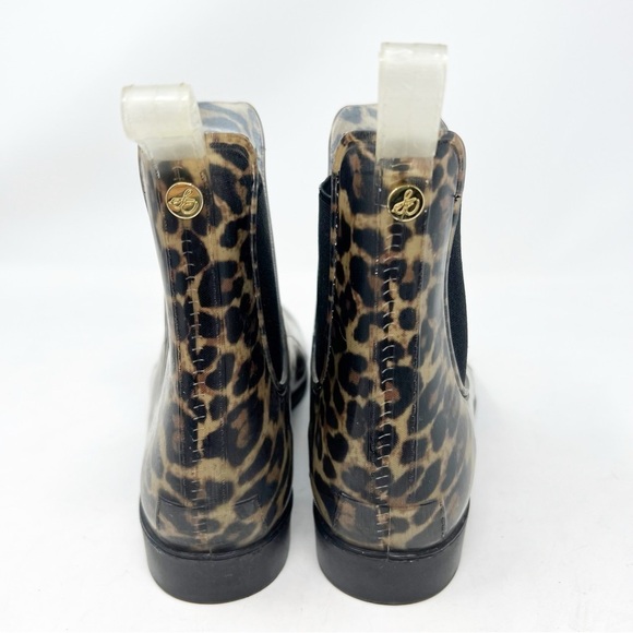 SAM EDELMAN TINSLEY RUBBER LEOPARD RAIN CHELSEA BOOTIES WOMENS SZ 7 - Picture 6 of 9